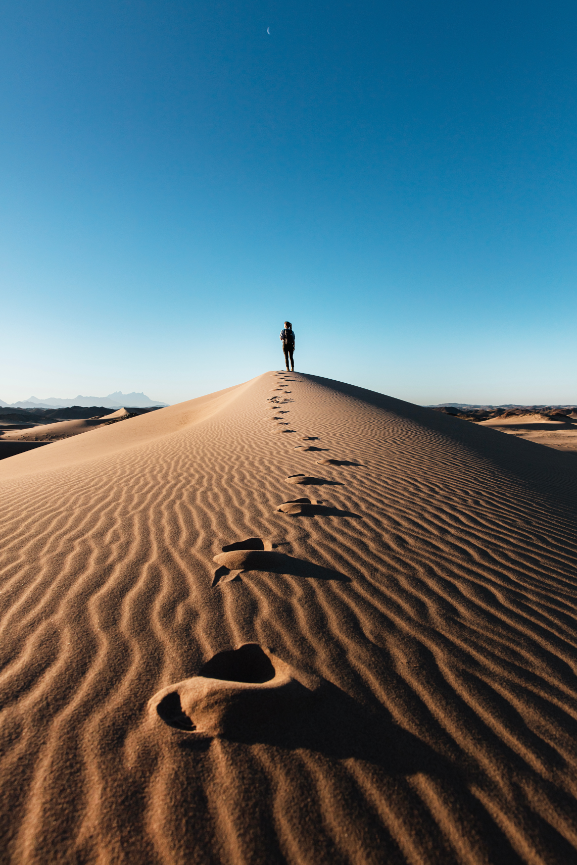 Tracks through desert sands.
