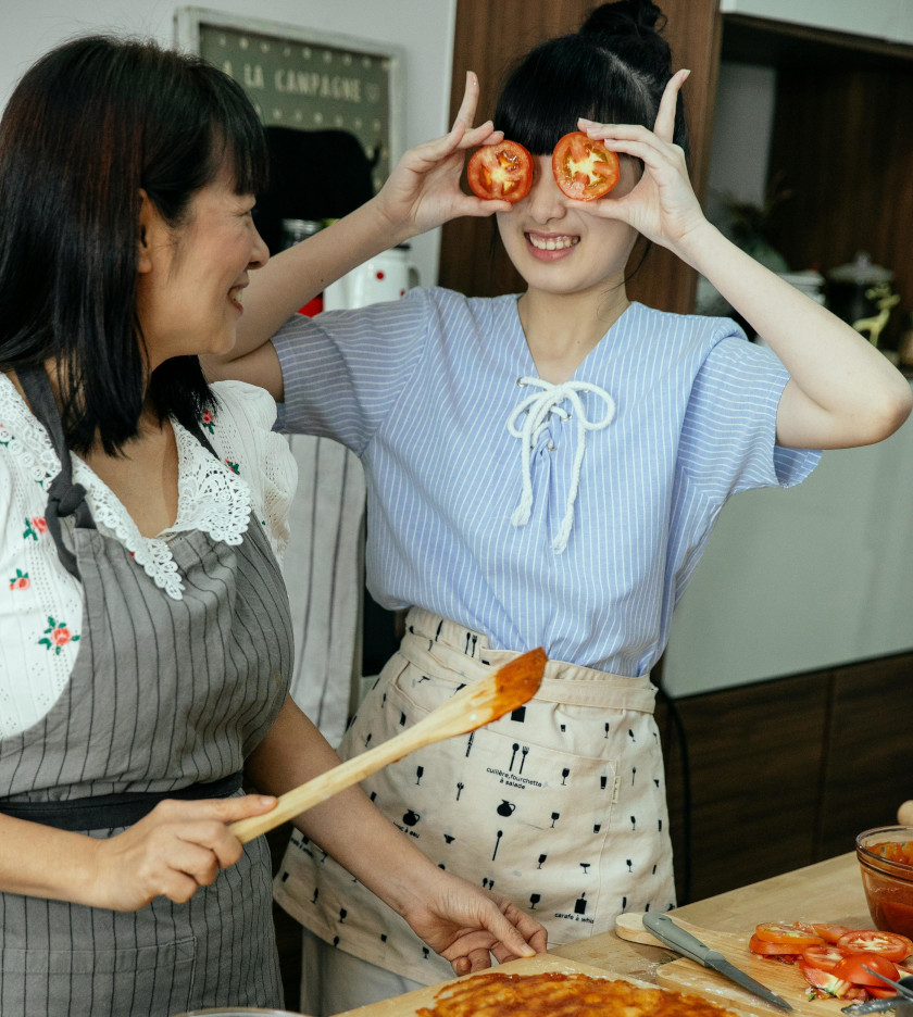 Having fun with food.