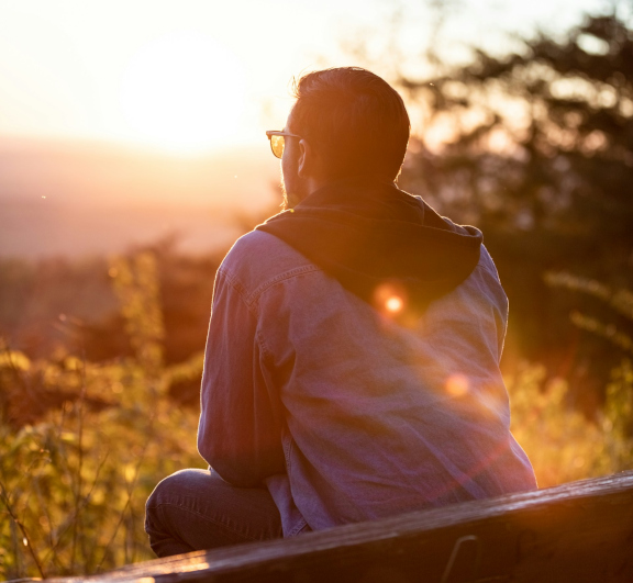 Reflecting in the glow of the setting sun.
