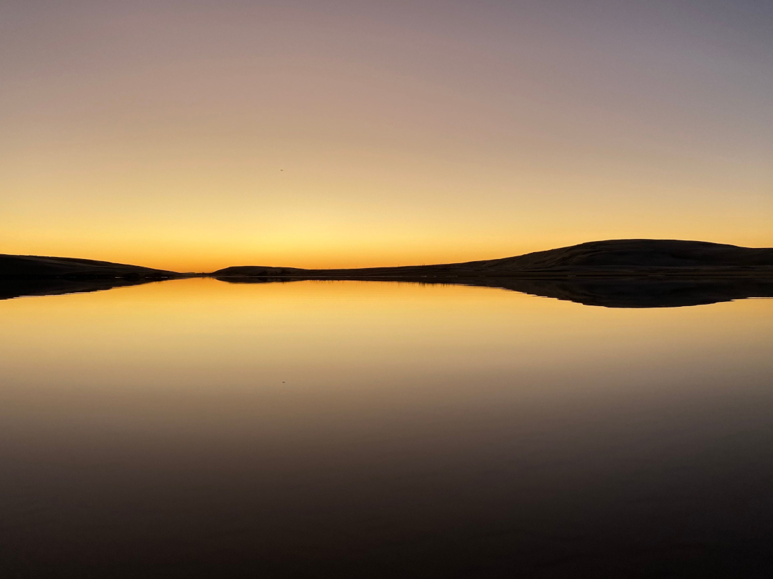Water reflecting at evening light.